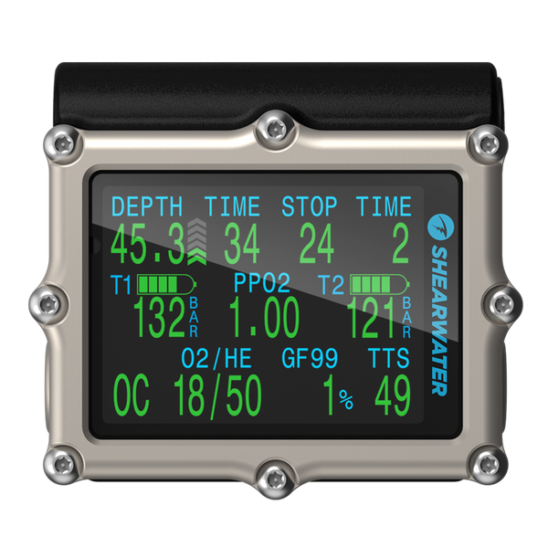 Shearwater Petrel 3 dive computer in tec mode front render