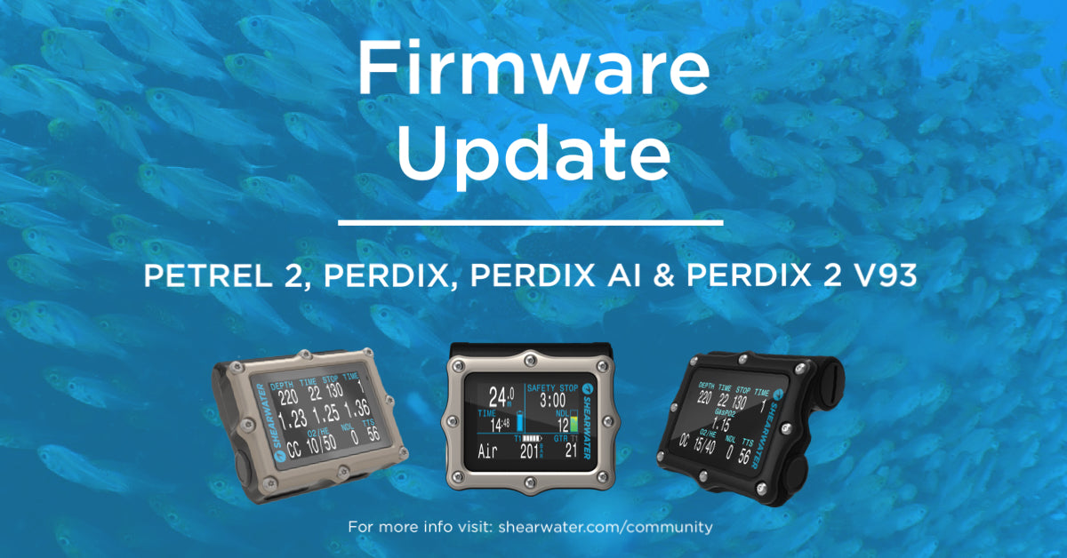 Shearwater Firmware V93 For Petrel 2, Perdix, Perdix AI, and Perdix 2 Is Now Available