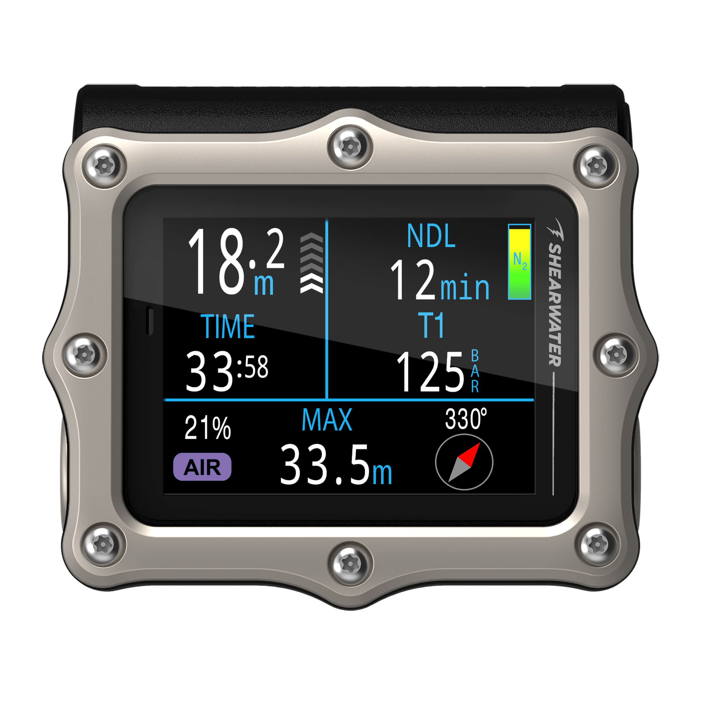 Silver Perdix 3 dive computer front render