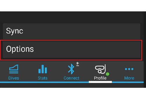 On the Profile menu, tap "Options".